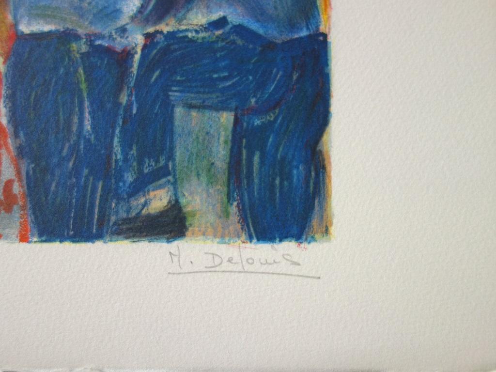 Flowers Market - Original Handsigned Lithograph - Print by Nancy Delouis