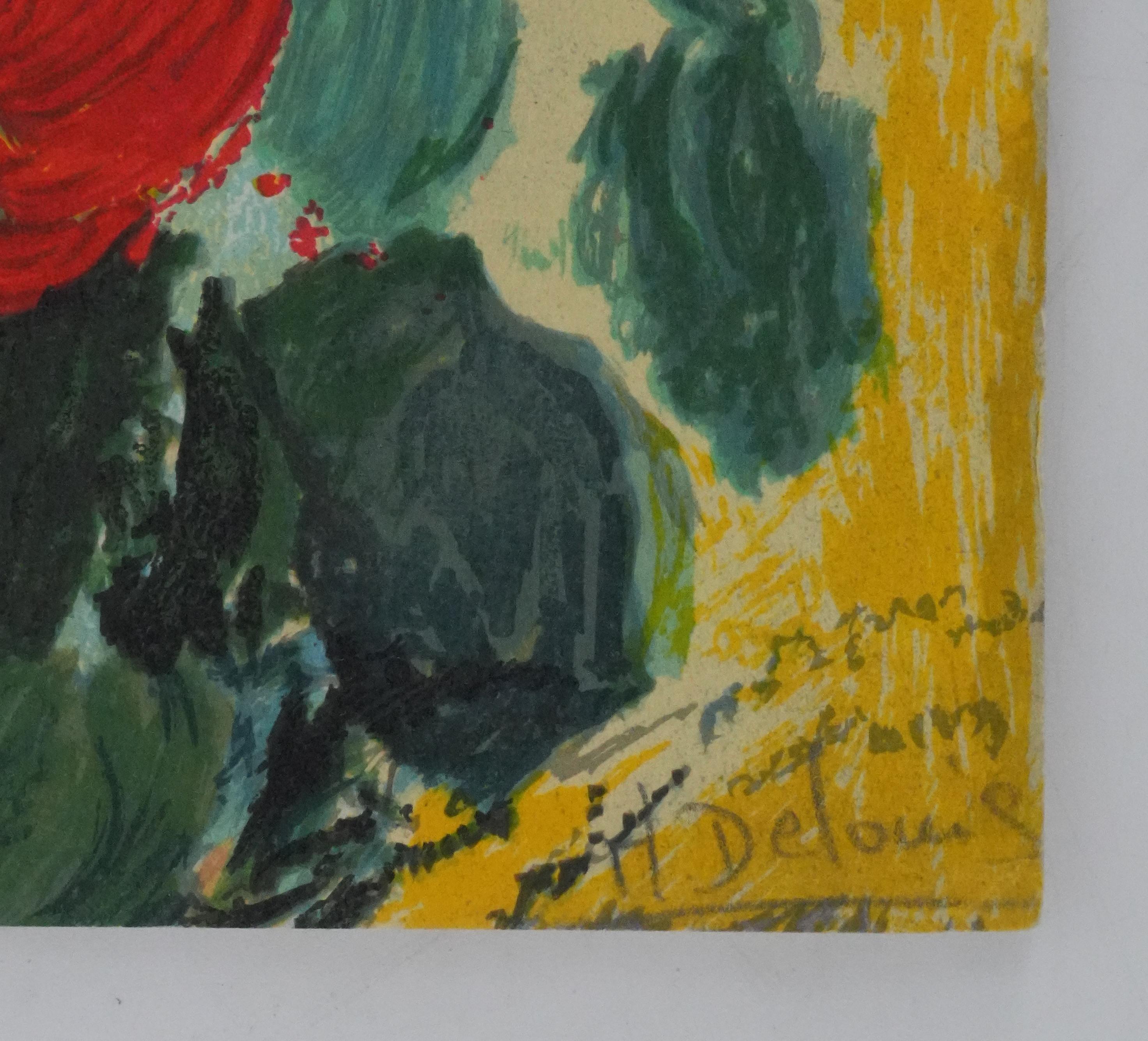 Little Girl - Original Handsigned Lithograph - Print by Nancy Delouis