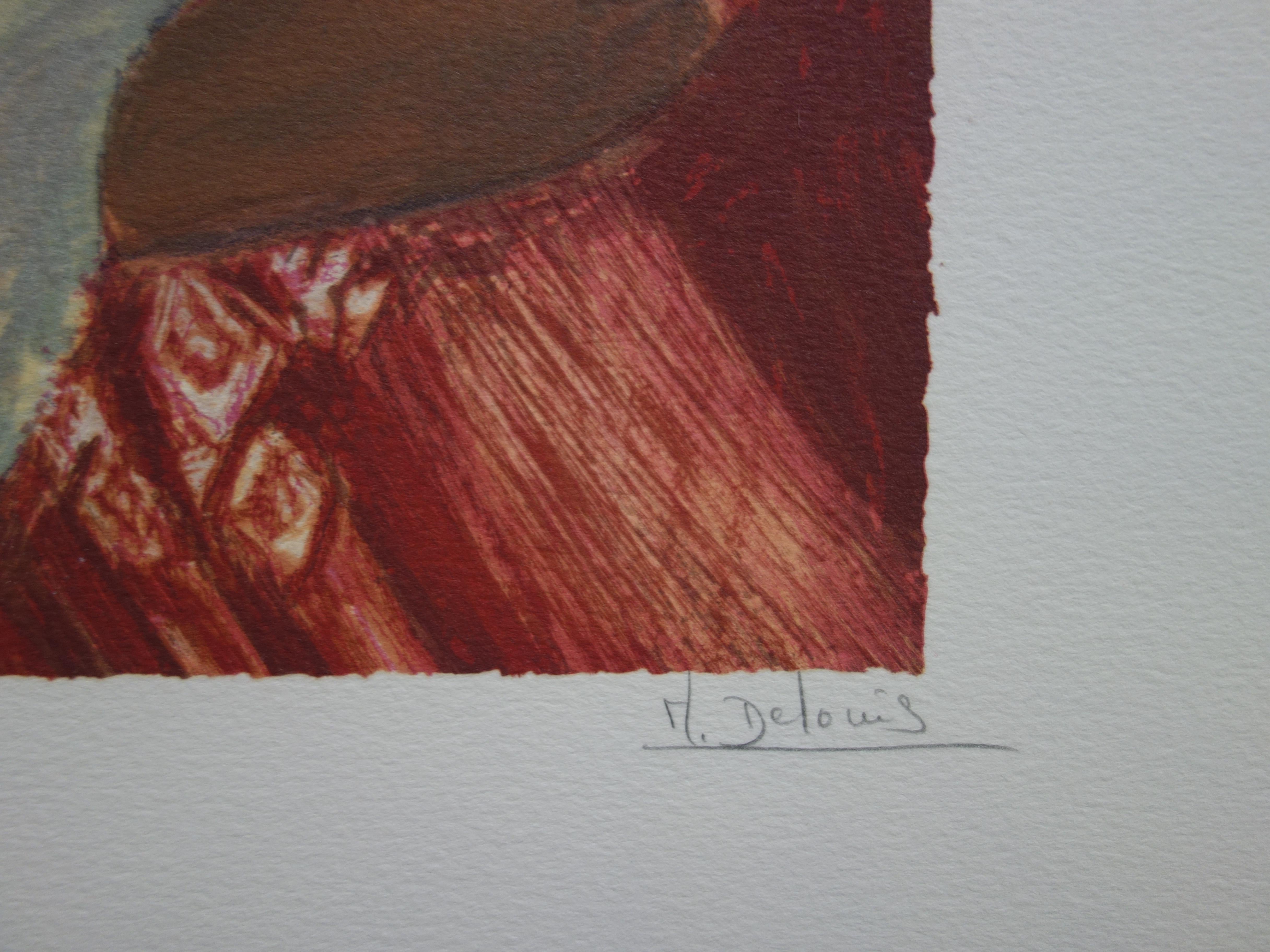 Femme nue - Lithographie originale signée de sa main - Print de Nancy Delouis