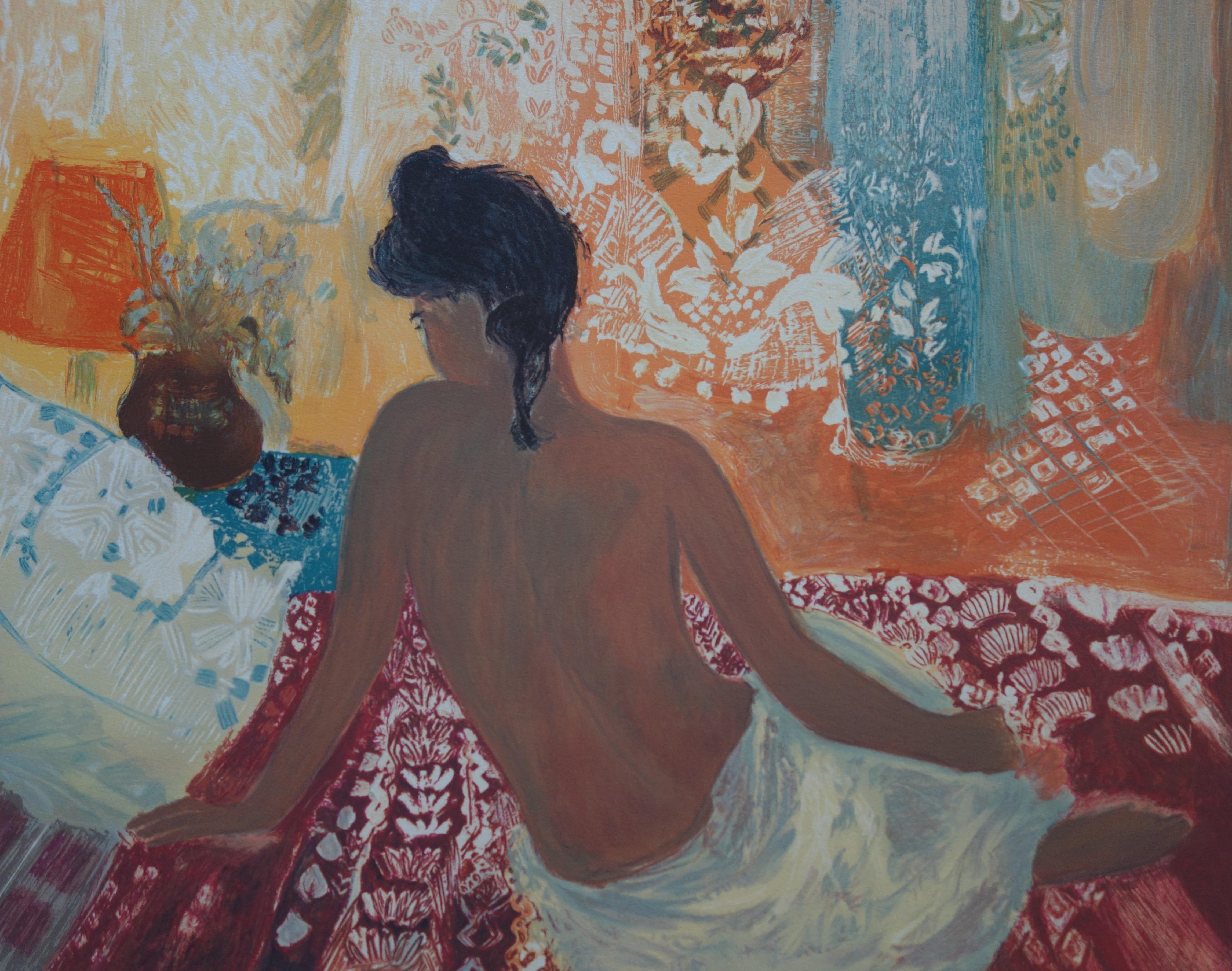 Femme nue - Lithographie originale signée de sa main - Moderne Print par Nancy Delouis