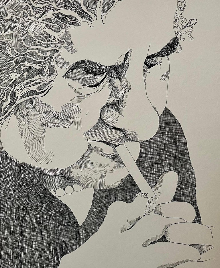 Nancy Drosd - Golda Meir Israeli Woman Prime Minister Smoking Cigarette Ink  Line Etching Print at 1stDibs