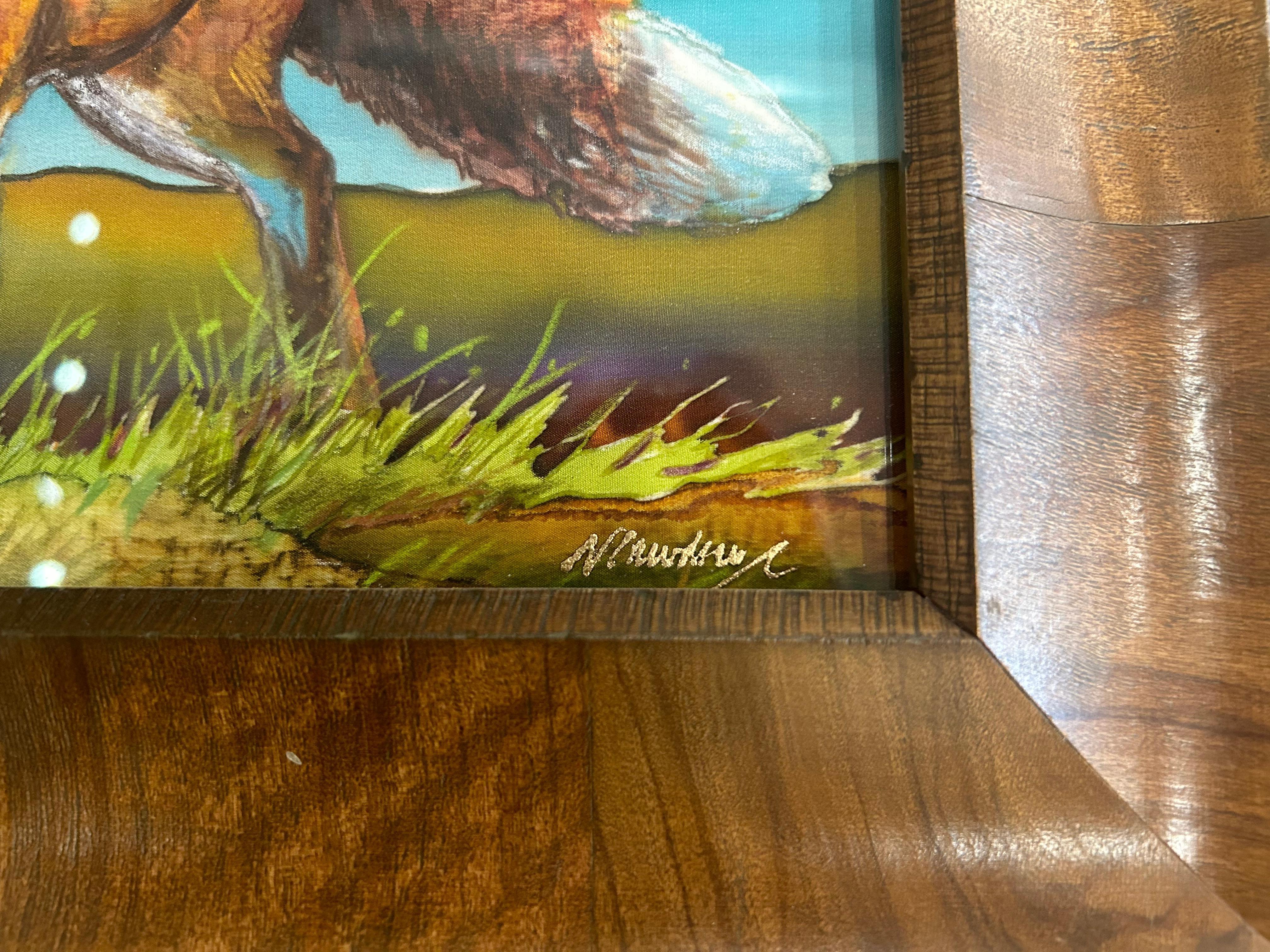 Vope Bello Original Nancy Dunlop Cawdrey Fox Silk Painting Wildlife Western Art For Sale 3