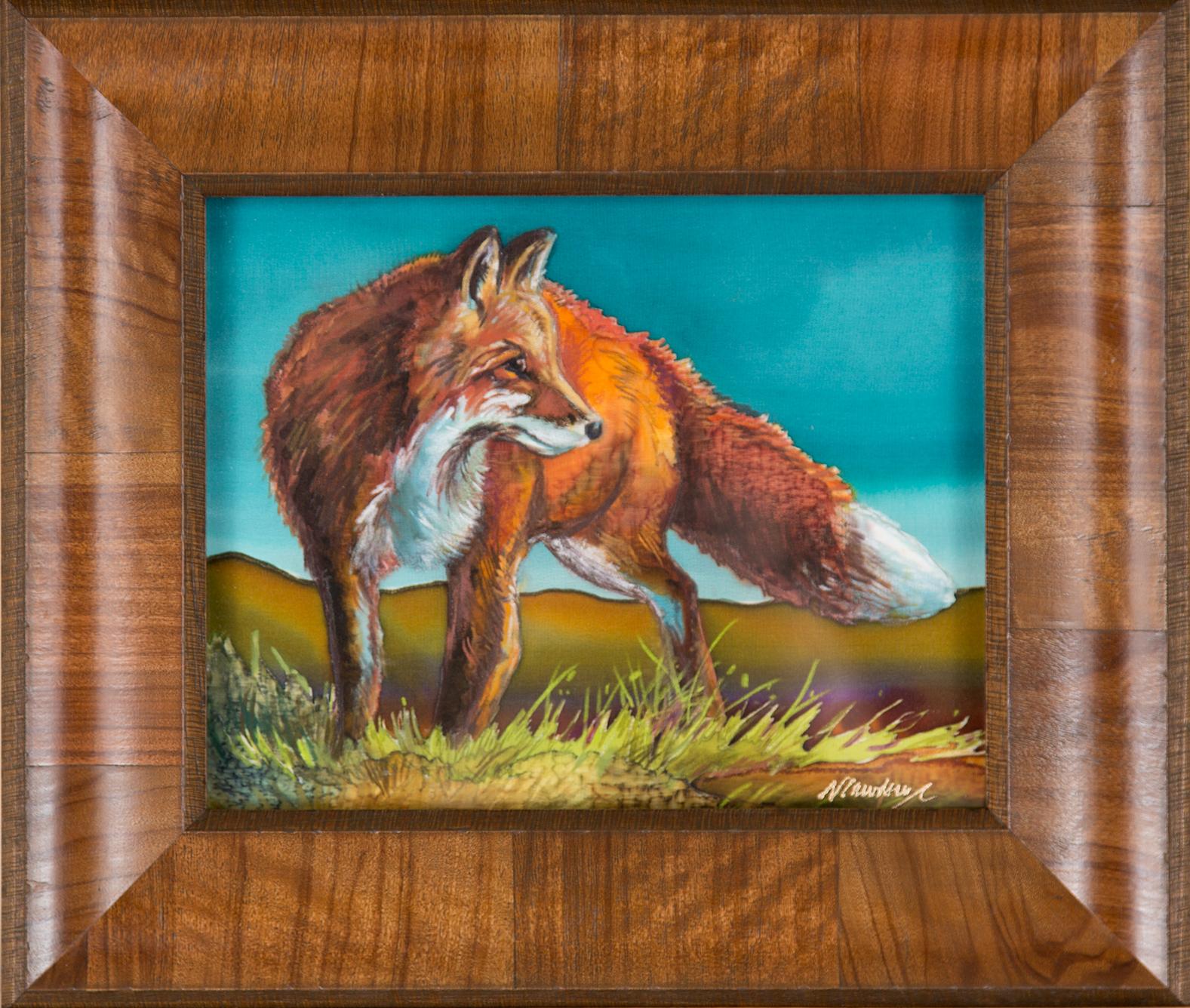 Vope Bello Original Nancy Dunlop Cawdrey Fuchs Seide Gemälde Wildlife Western Kunst