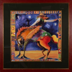 Used Stella and Star Cowgirl Rodeo Western Art Framed Giclee Reproduction on Paper