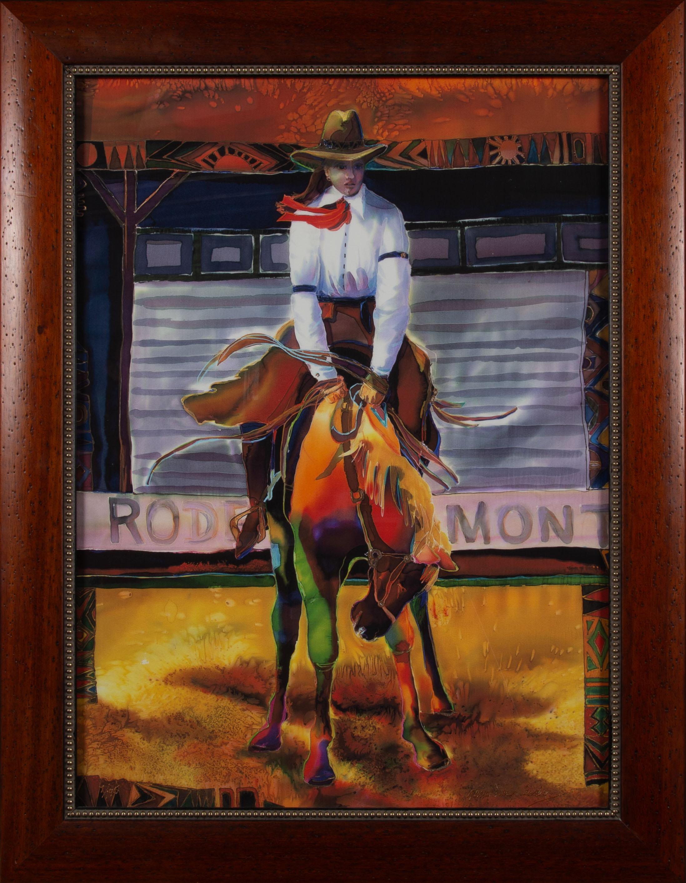 Nancy Dunlop Cawdrey Figurative Print – Vera und Paint Cowgirl Rodeo Western Art Limited Edition Giclée Reproduktion