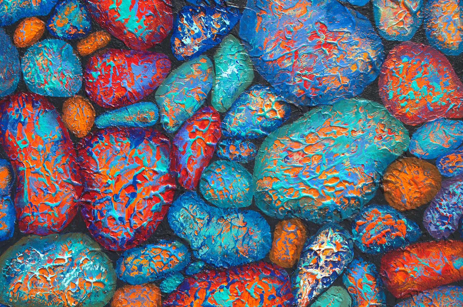 Abstrakte „A Few Red Fancy Rocks“ mit strukturierten violetten, blauen, roten und aquafarbenen Motiven im Angebot 2