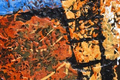 "Ancient Architecture"  abstract with textural blues, tans, oranges, and reds