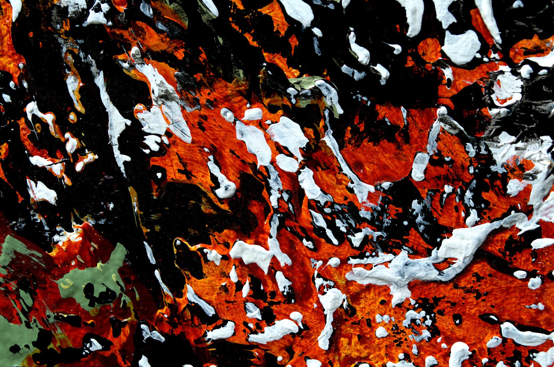 „“Herbstkreuzfahrten“““ Mixed Media abstrakt mit Textur  Grüne, aqua- und orangefarbene – Painting von Nancy Eckels