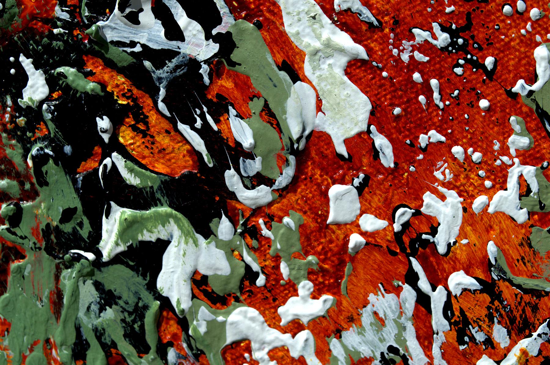 „“Herbstkreuzfahrten“““ Mixed Media abstrakt mit Textur  Grüne, aqua- und orangefarbene (Abstrakter Expressionismus), Painting, von Nancy Eckels