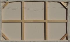 "Blue Trickle" Mixed Media with textural orange, green, blue and grays