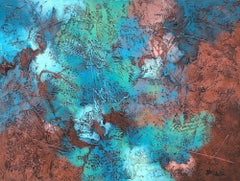 "Copper Dreams" by Nancy Eckels large abstract painting with texture and reds