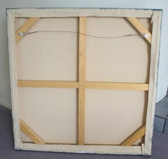 "Early Winter" Tecnica mista astratta con texture blu, arancione e lavanda