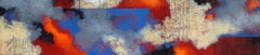 ""Fire In The Sky"" von Nancy Eckels, großes abstraktes Gemälde mit Textur und Rottönen