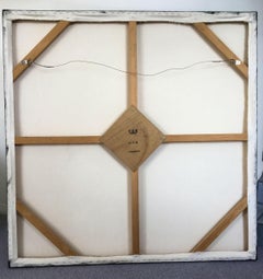 "Golden Pools" Mixed Media abstract with textural blues, teal, metallic gold