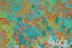 "Makin' Me Smile" by Nancy Eckels abstract painting with texture and blue-greens