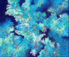 "Ocean Envy" by Nancy Eckels large abstract with textural greens and blues