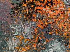 "On Impulse " bold abstract with textural rich blues, purples, aqua, reds
