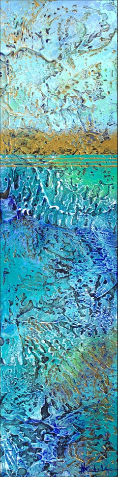 "Sea Drift" by Nancy Eckels abstract painting with textural blues, greens