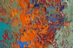 "Warm Undercurrent" Tecnica mista astratta con blu, bianco e lavanda.