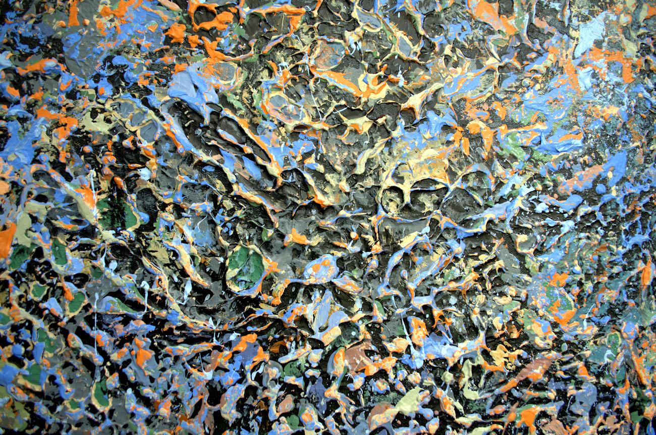 „Watery Life“ Abstrakte Mischtechniken mit Textur in Violett, Lavendel und Hellbraun (Abstrakter Expressionismus), Painting, von Nancy Eckels