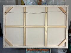 "Wind and  Rocks"  mixed media abstract with textural pastel blues, golds