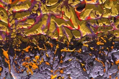 "With Help From Gravity"  Mixed Media abstract with textural golds, lavender
