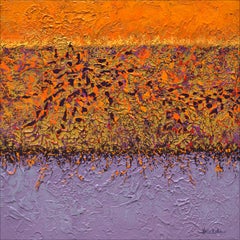 Nancy Eckels - "With Help From Gravity" Mixed Media abstract with textural golds, lavender "With Help From Gravity" Mixed Media abstract with textural golds, lavender