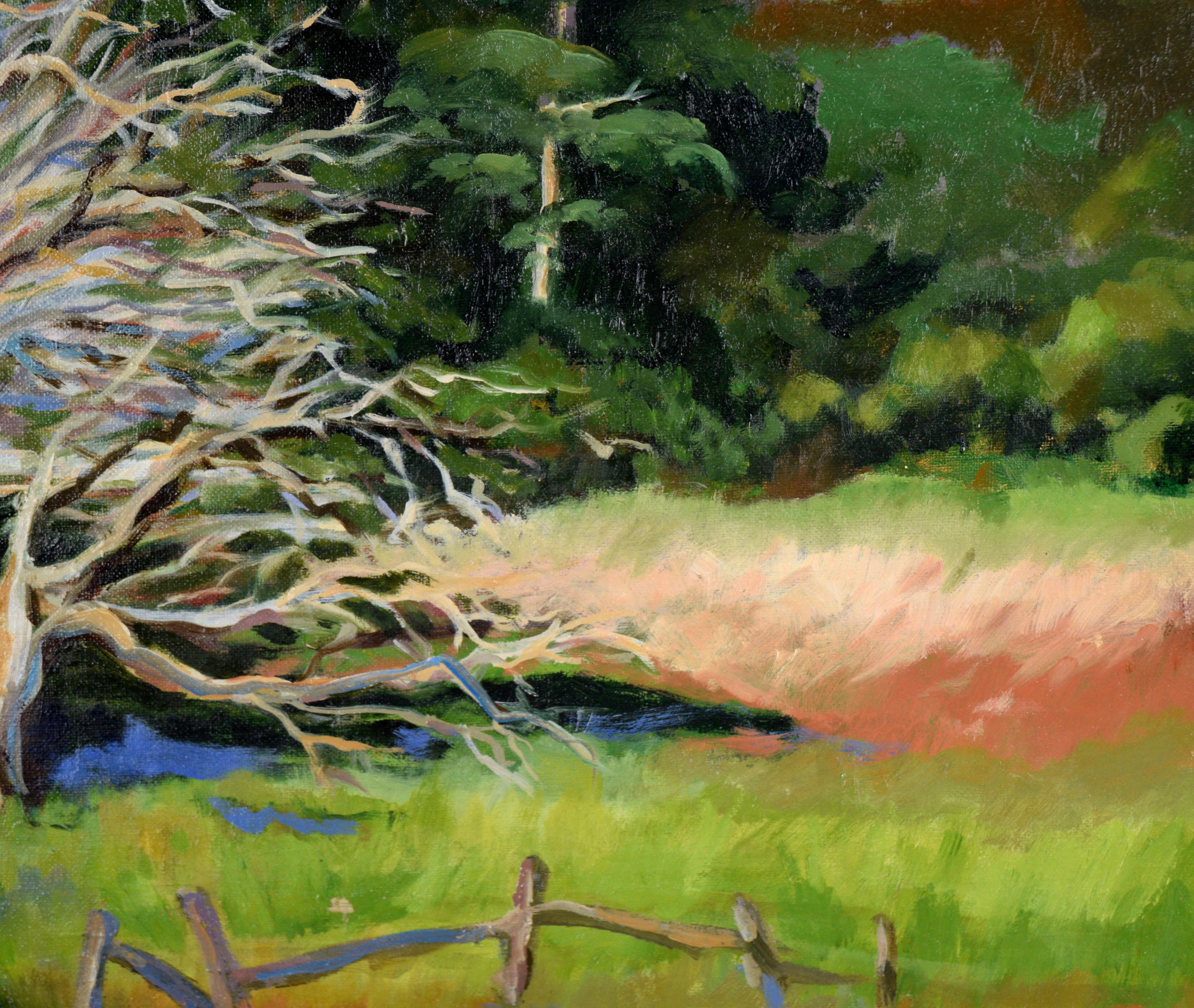 Sentiero ombreggiato sulle colline della California - Olio su tela (steso su tavola)

Bellissimo e colorato paesaggio californiano di alberi che costeggiano un sentiero, opera dell'artista di Palo Alto e Monterey Nancy Faisant (americana, XX