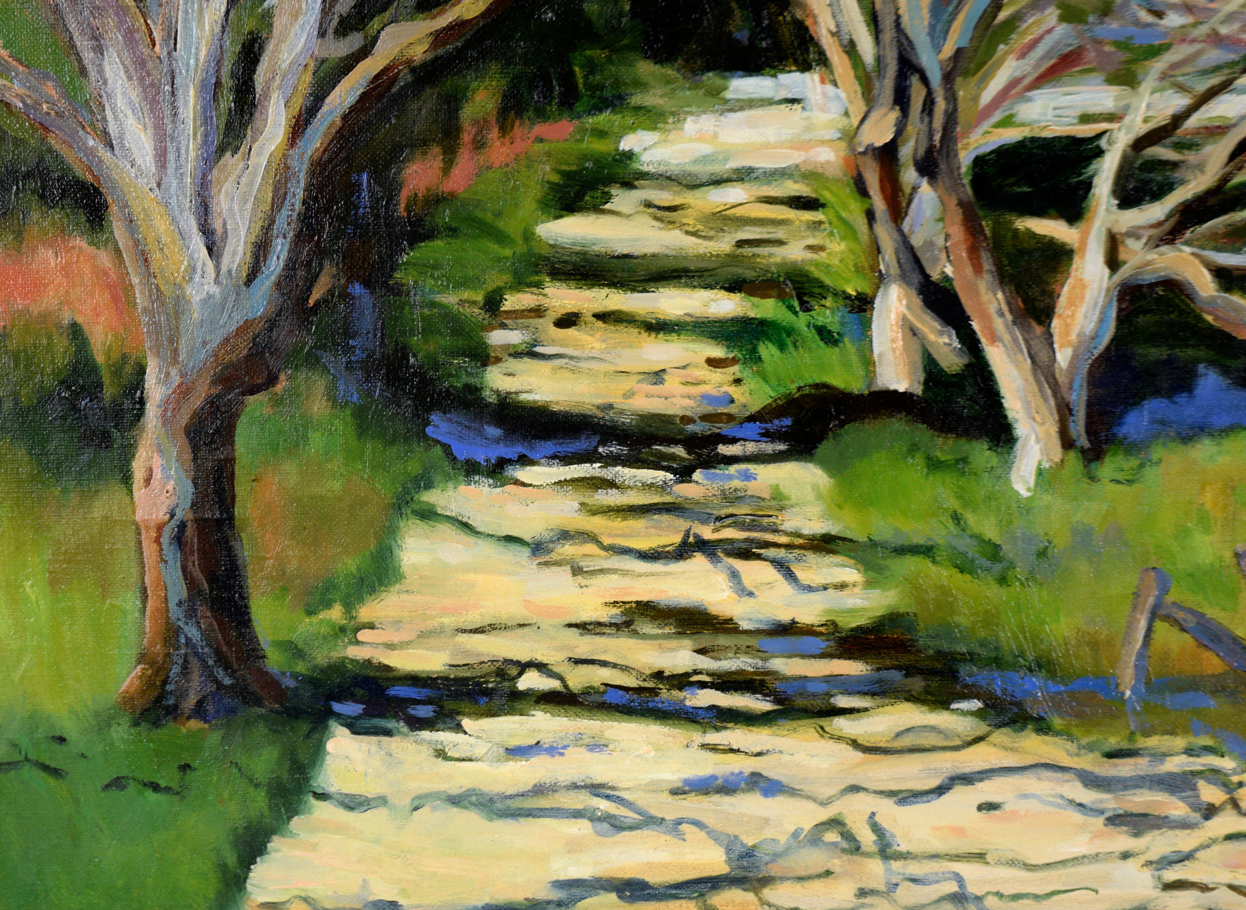 Shaded Path in the California Hills - Original Oil on Canvas (Laid on Board) For Sale 2