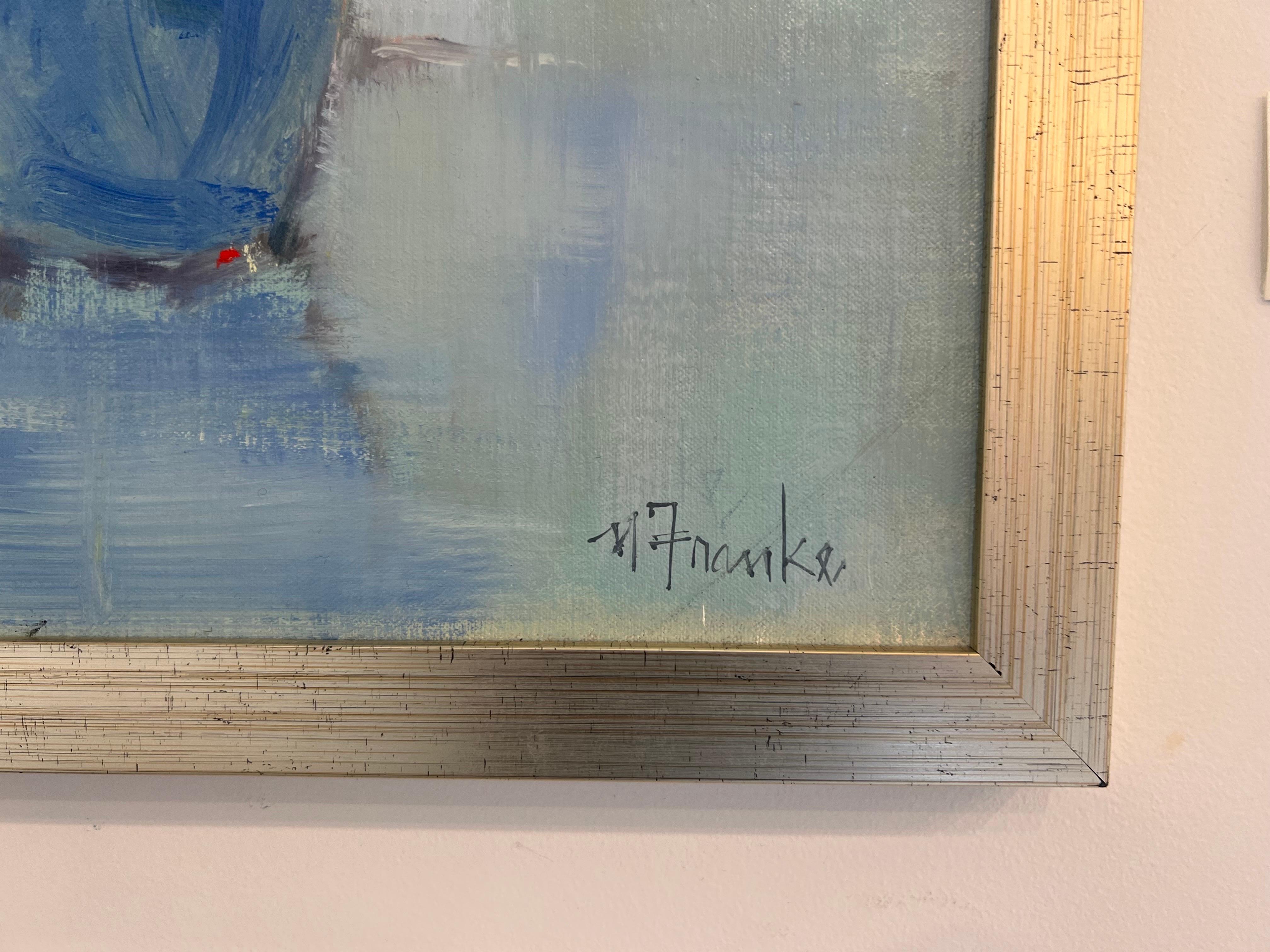 Balance by Nancy Franke, Framed Impressionist Floral Oil on Board Painting 1