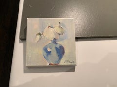 Bud in Vase by Nancy Franke, Small Floral Impressionist Oil Painting
