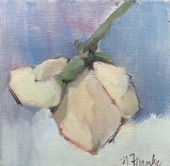 Budding by Nancy Franke, Small Floral Impressionist Oil Painting