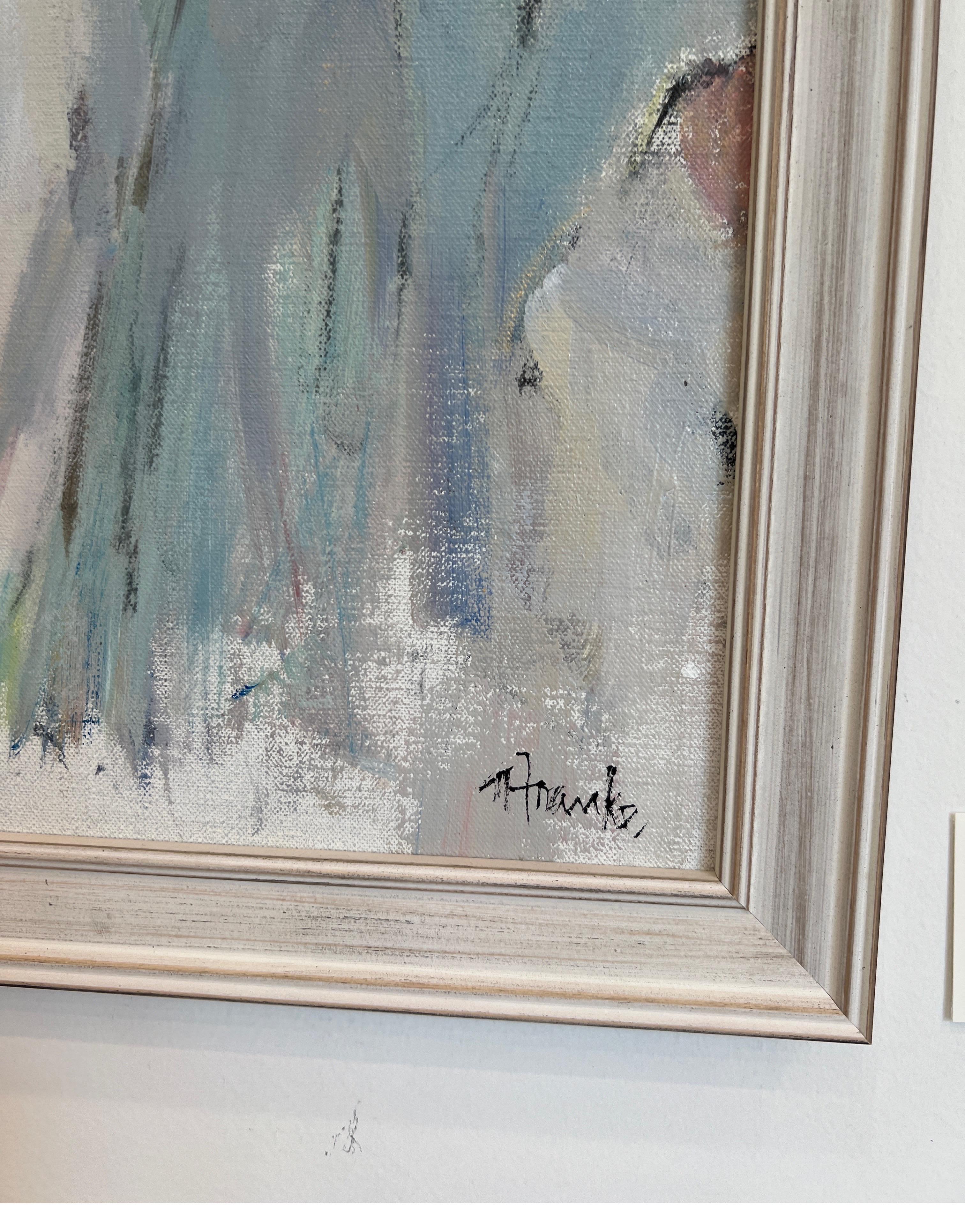 Demoimselle Une di Nancy Franke, pittura figurativa impressionista su lino 4