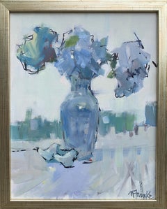 Fly By de Nancy Franke:: peinture acrylique impressionniste florale en bleu