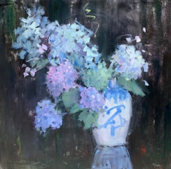 Heirloom by Nancy Franke, Floral Impressionist Oil & Acrylic Painting with pink
