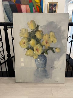 Hello Sunshine par Nancy Franke, Nature morte impressionniste de peinture florale