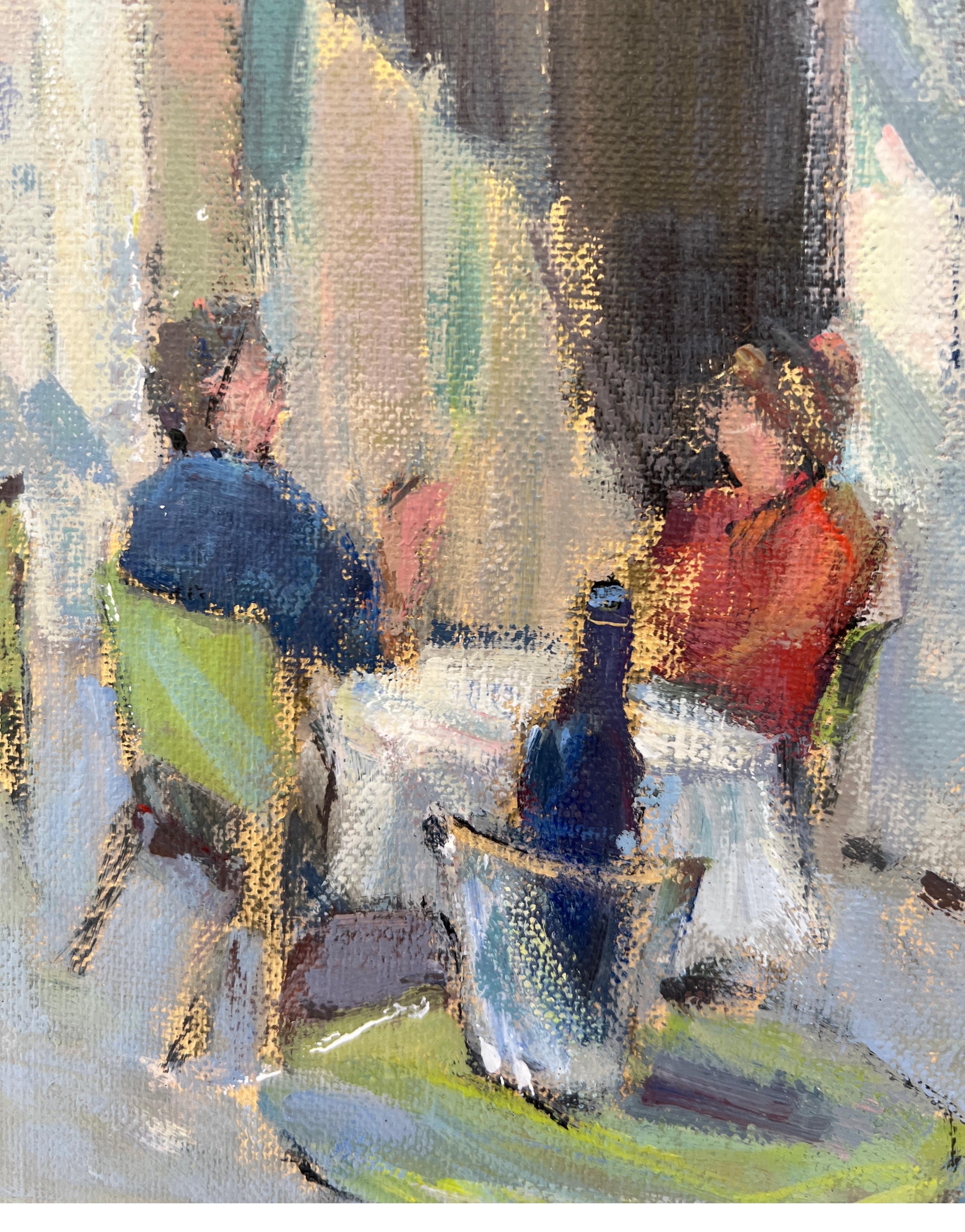 Le Petit Cafe by Nancy Franke, Impressionist Provence Painting on Canvas 1
