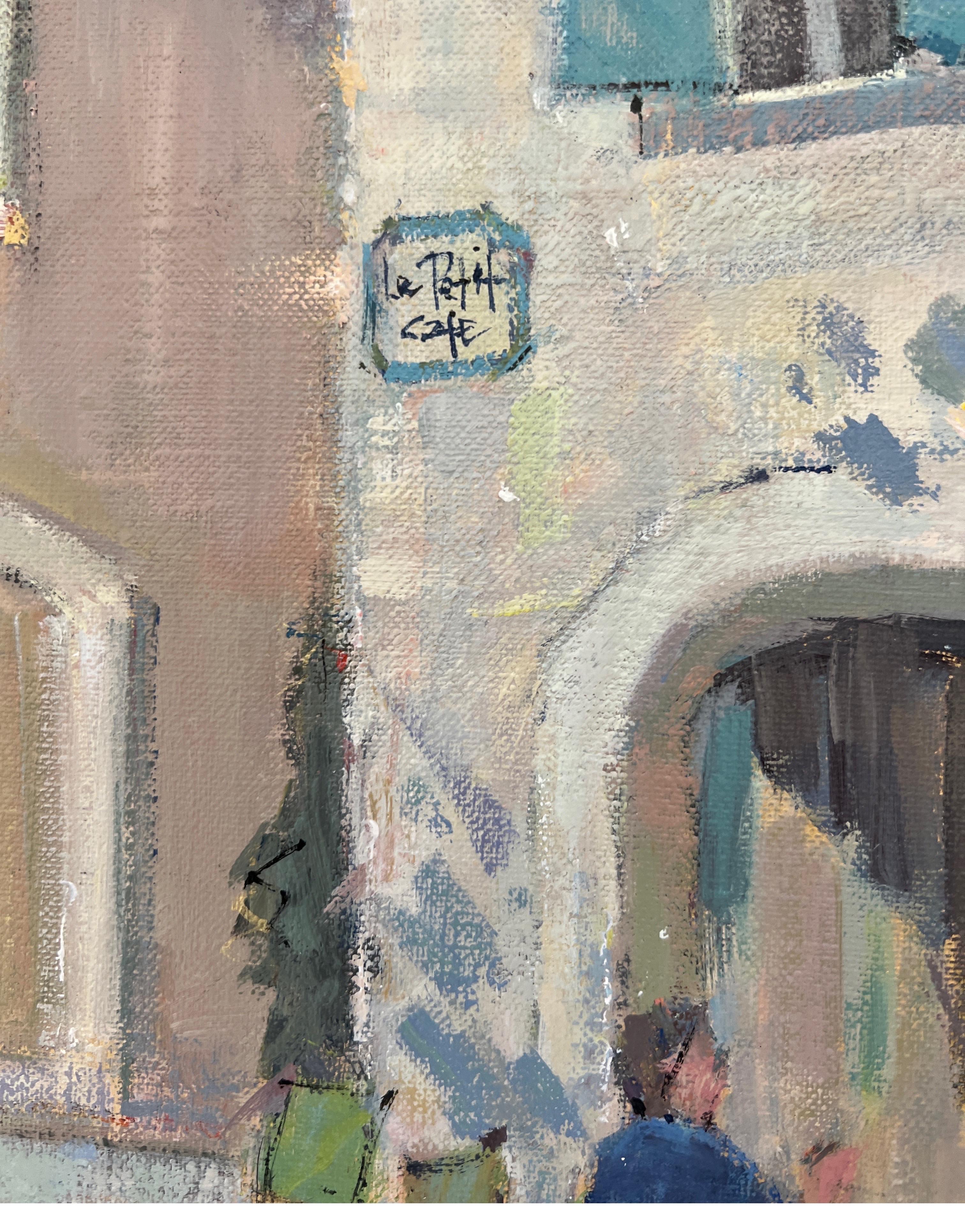 Le Petit Cafe by Nancy Franke, Impressionist Provence Painting on Canvas 2