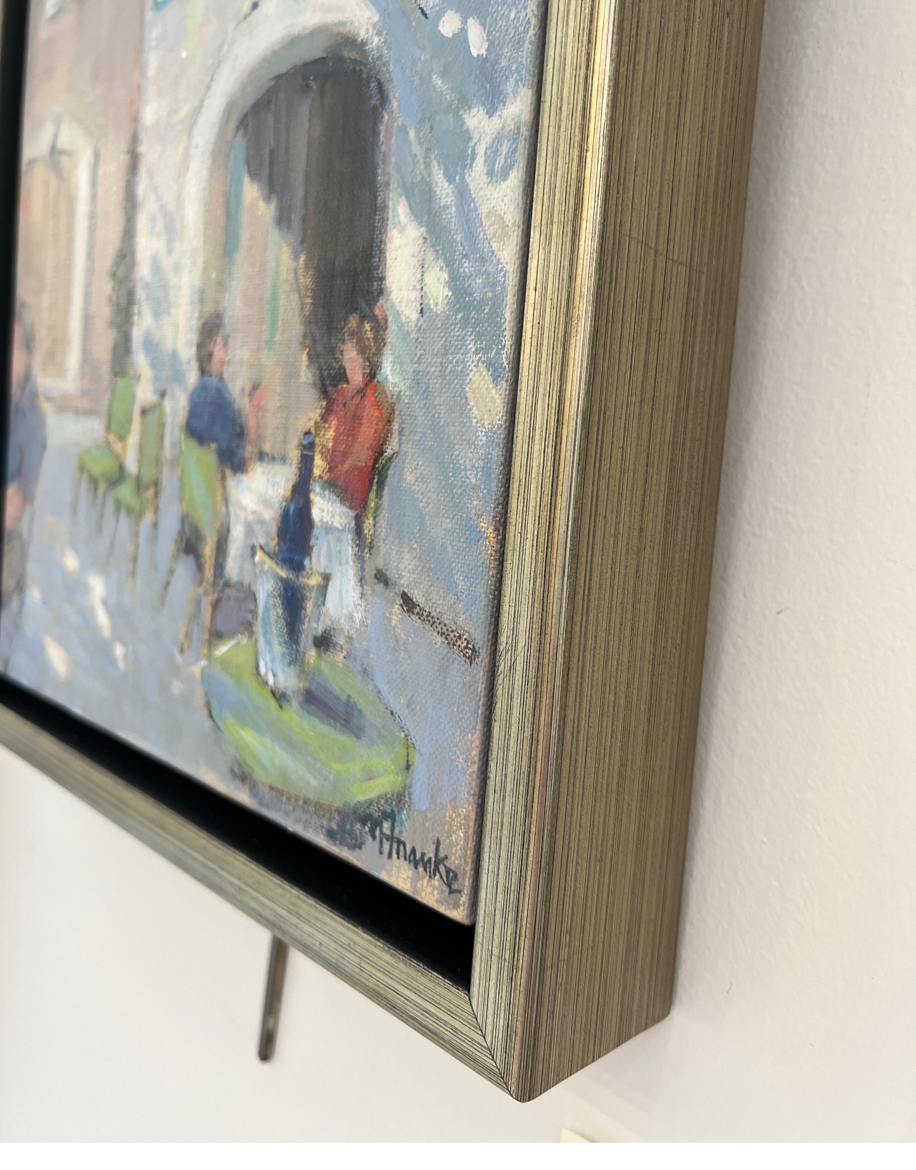 Le Petit Cafe by Nancy Franke, Impressionist Provence Painting on Canvas 3