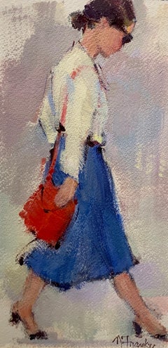 Le Shopping by Nancy Franke, Framed Acrylic on Cold Pressed Paper Painting