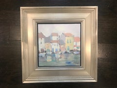 Lunch in Cassis, Petite Square Framed Impressionist Painting