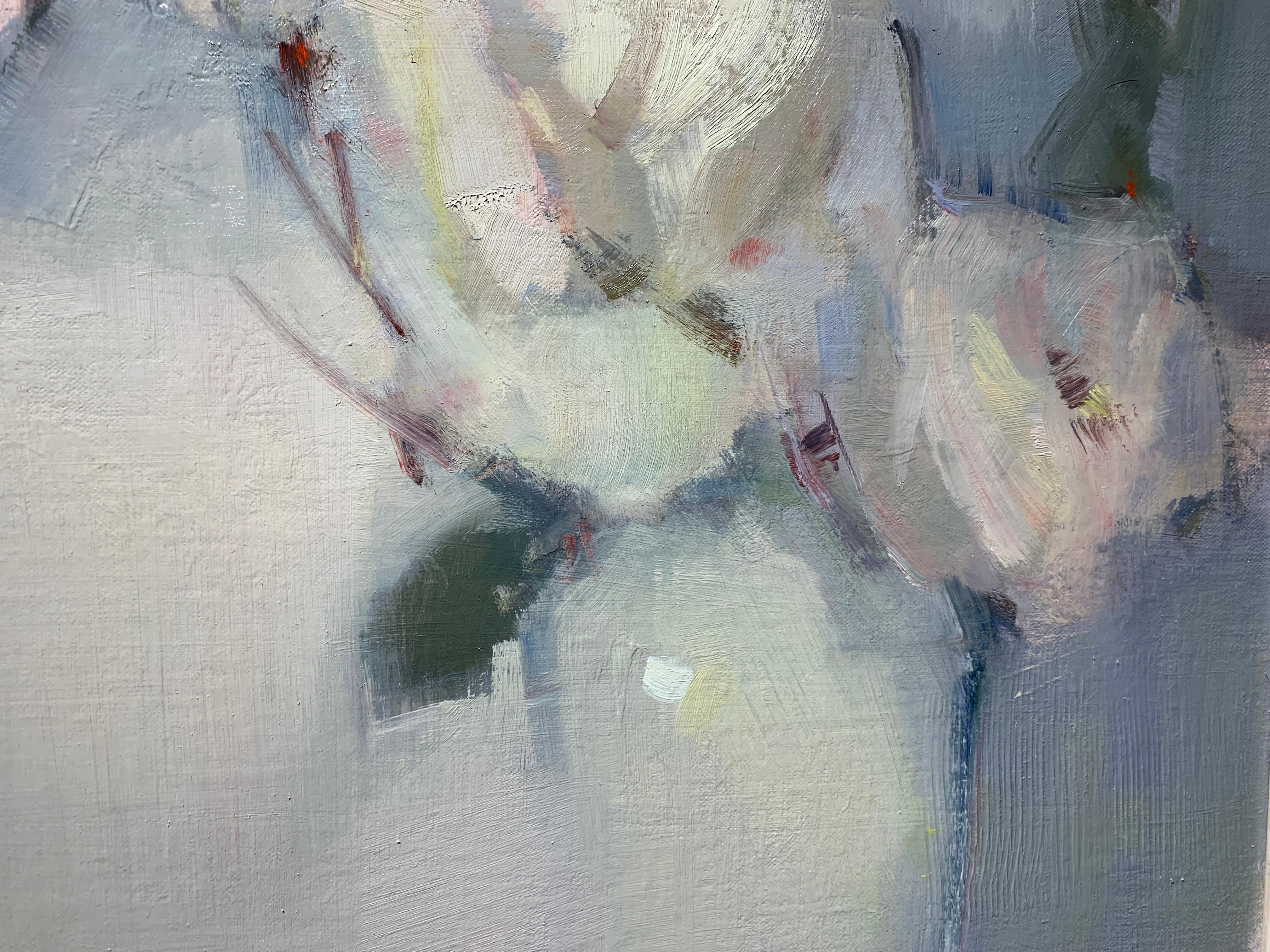 Pale Grace by Nancy Franke, Medium Floral Impressionist Oil Painting 2
