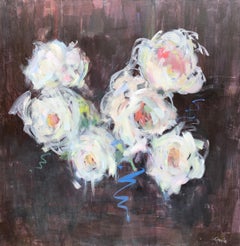 Possibilities by Nancy Franke, Floral Impressionist Acrylic Painting with pink 