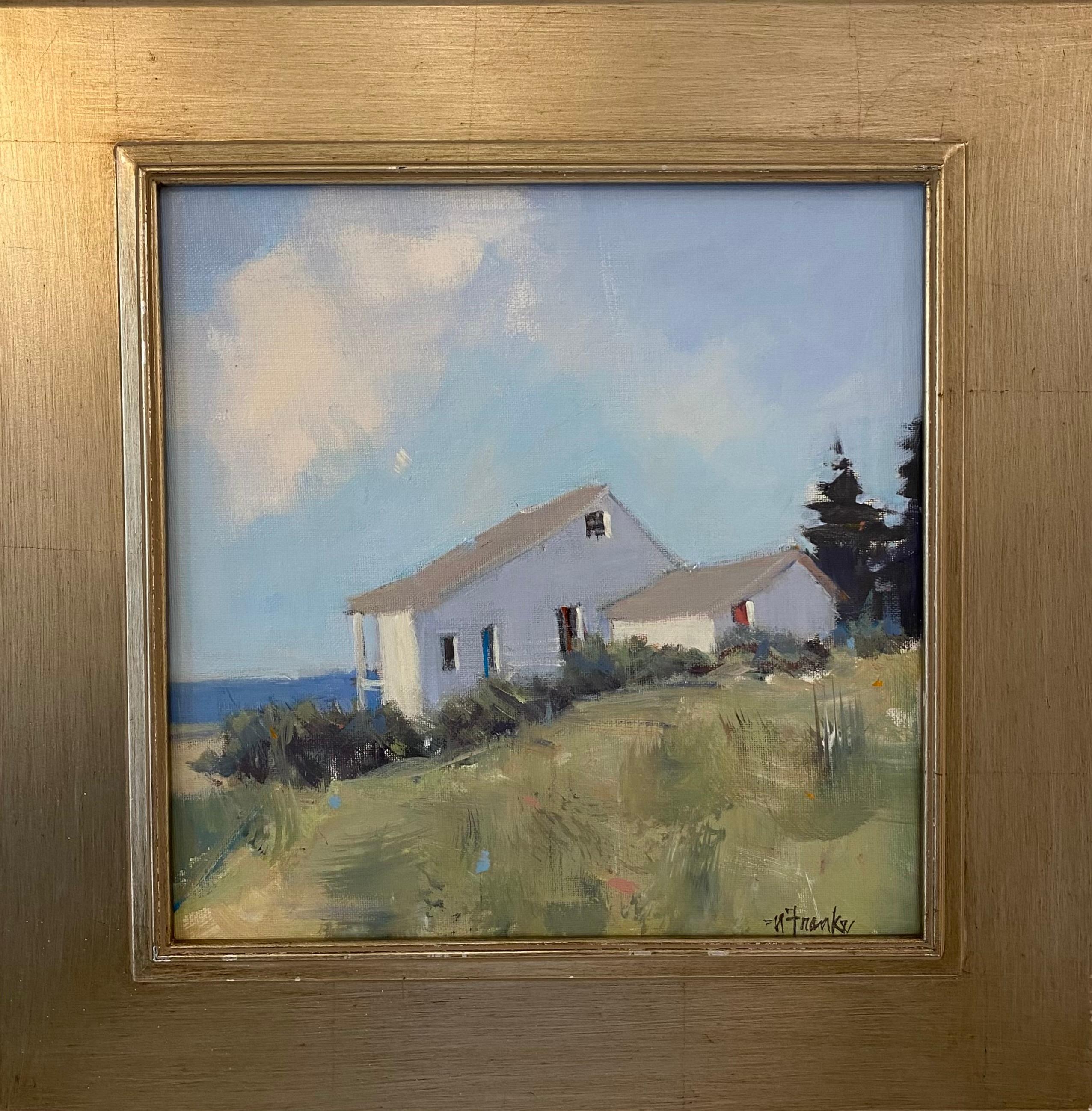 Seaside Cottage, Maine by Nancy Franke, Impressionist Framed Landscape Painting 1