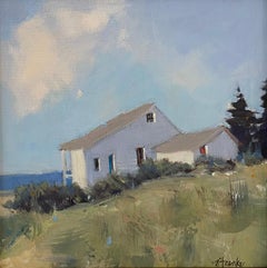 Seaside Cottage, Maine von Nancy Franke, Impressionist Gerahmte Landschaftsmalerei