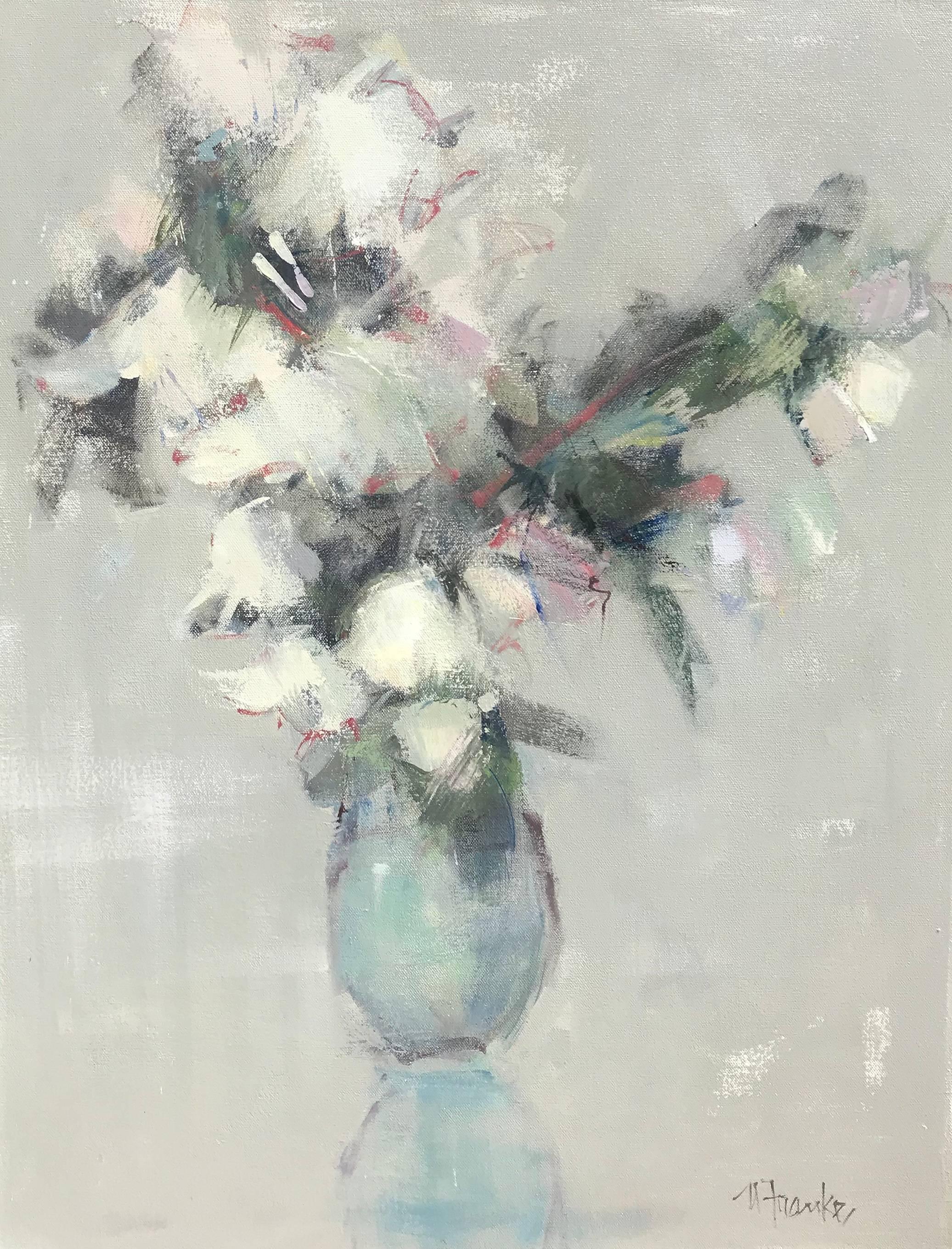 Nancy Franke Still-Life Painting - Soft Poetry, Small Acrylic on Canvas Floral Impressionist Painting