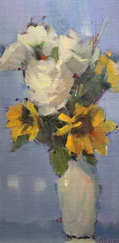 Sunshine Girls de Nancy Franke:: petite peinture à l'huile impressionniste florale