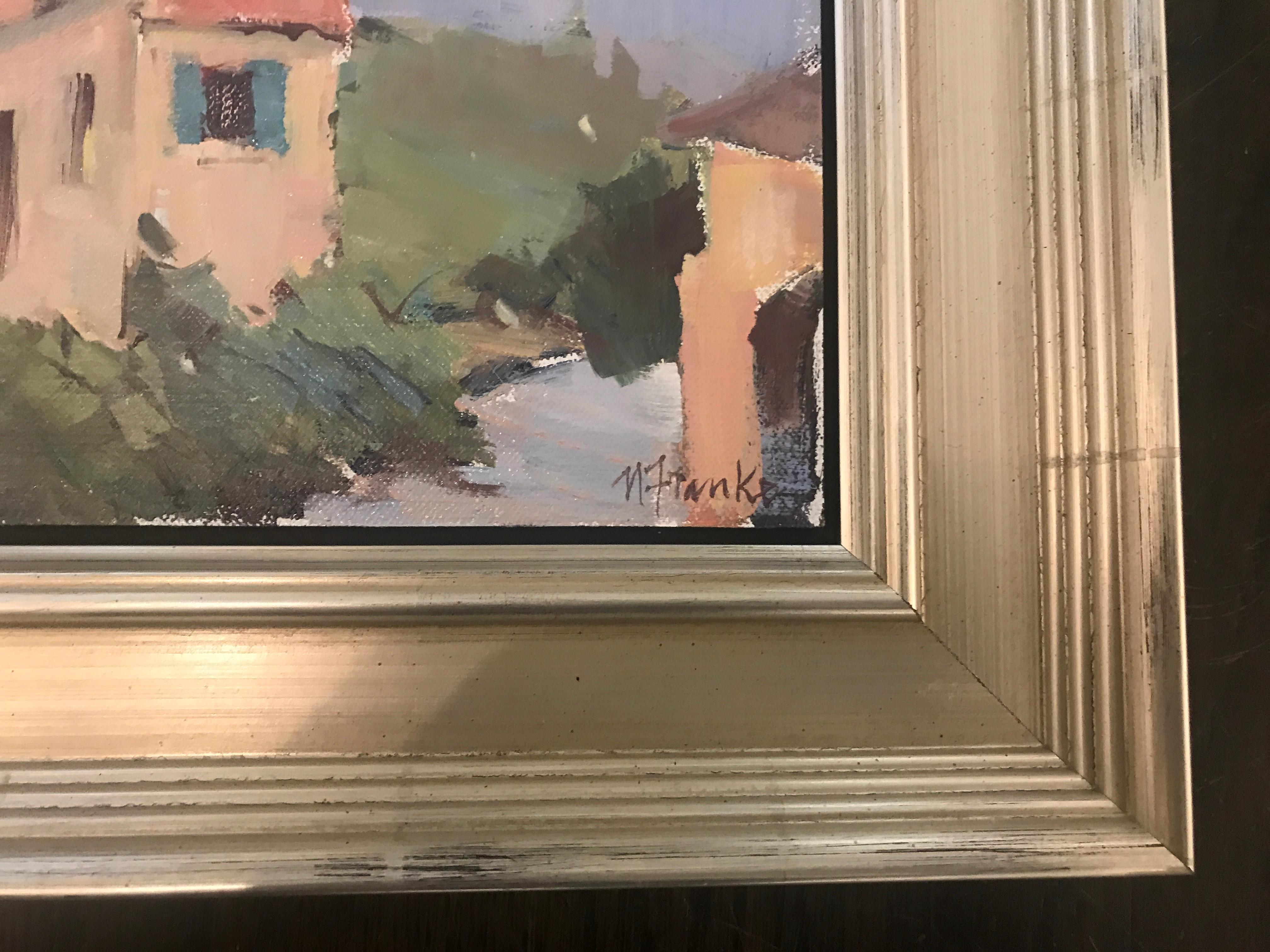 This piece is framed in a traditional warm silver frame.  The framed size is 10.5 x 10.5

Nancy Franke began painting as a child in Pennsylvania, studying under Glenn Brougher, a noted watercolorist. She majored in Fine Arts at Wilson College and