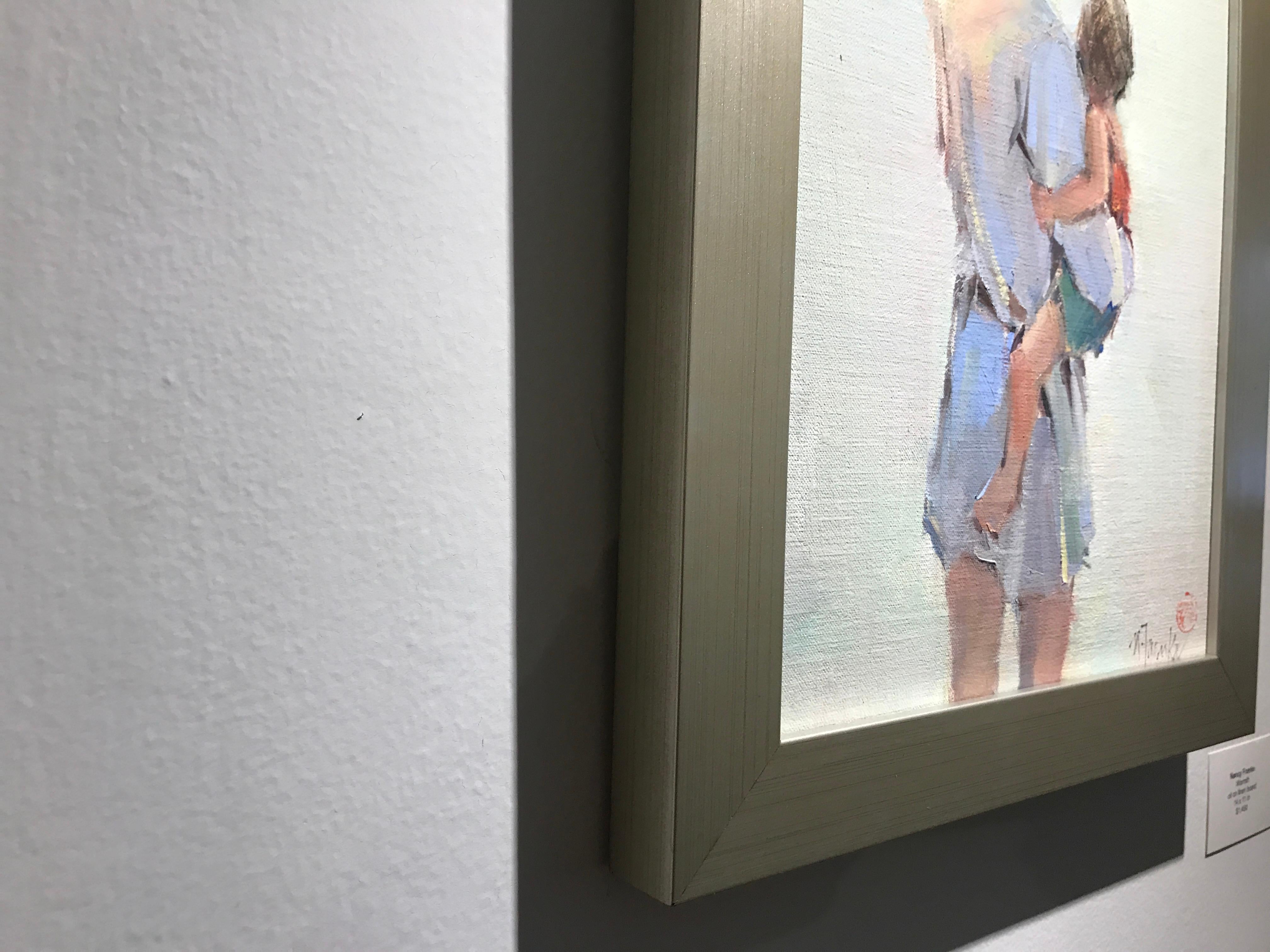 Warmth by Nancy Franke, Framed Vertical Impressionist Figurative Painting 6