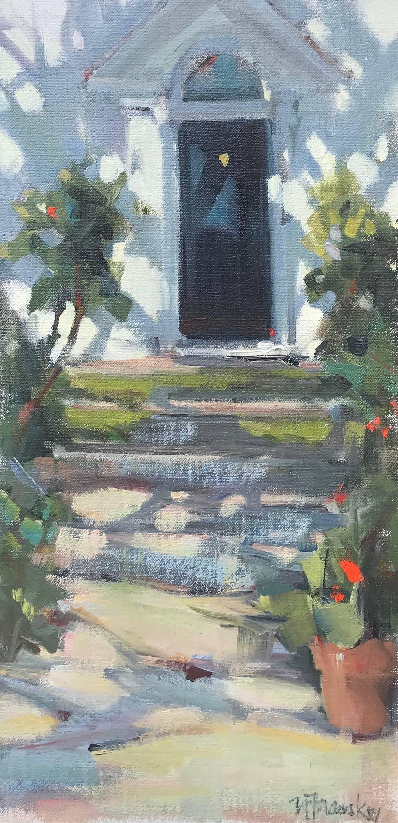 Nancy Franke Landscape Painting - "Welcome Home" Small Framed Impressionist Painting